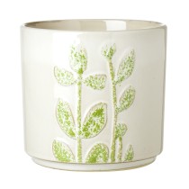 Cream Pot With Green Leaf Design