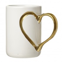 White Mug With Gold Heart Handle