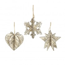 Hanging Wooden Star Heart Snowflake