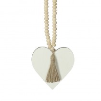 Beaded Hanging Cream Hearts With Tassel