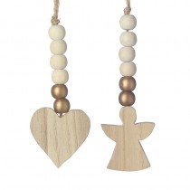 Hanging Beaded Wooden Angel & Heart Mix