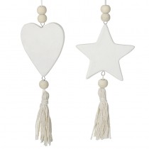 Porcelain Heart & Star Tassle Hanger Mix