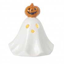 White Ceramic Ghost & Light Up Pumpkin