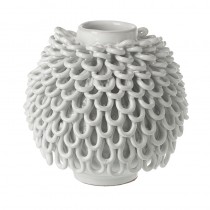 Lg White Terracotta Loop Design Vase