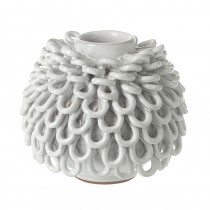 Sm White Terracotta Loop Design Vase