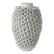 Tall White Terracotta Loop Design Vase