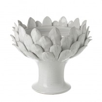 Lg White Terracotta Leaf Design Bowl