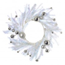 White Wreath With Silver Baubles