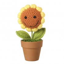 Knitted Smiley Sufnlower In Pot