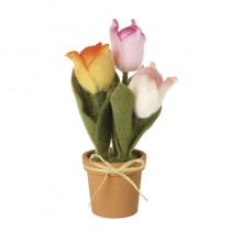 Multicolour Felt Tulips In Pot