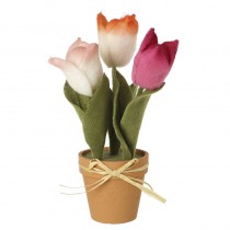 Multicolour Felt Tulips In Pot