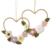 Heart Hanging Dec With Crochet 2 Mix