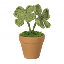 Crochet Four Leaf Clover In Pot Sml