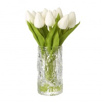 White Closed Tulip Stems In Vase
