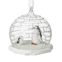 Glass Cloche With Penguins