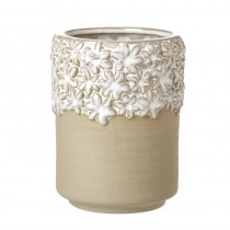 White Floral Ceramic Plant Pot