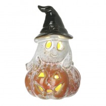 Light Up Ghost In Hat With Pumpkin