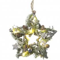 Silver Woodland Star Light Up Wreath