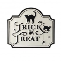 White Trick Or Treat Metal Sign