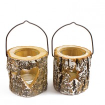 Snow Bark Star Heart Candle Holders Mix