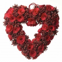 Red Pinecone Heart Wreath