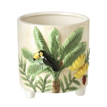 Toucan Palm Tree Ceramic Pot Holder