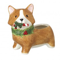 Christmas Dog With Wreath Pot