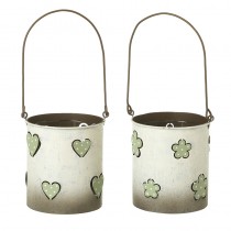 Heart & Flower Metal T Light Holders Mix