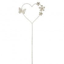 Metal Heart With Flowers Garden Stake Lg