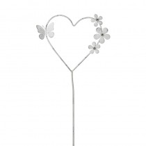 Metal Heart With Flowers Garden Stake Sm