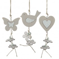 Wooden Butterfly Bird & Heart Dec Mix