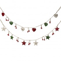 Red White Green Heart & Star Garland