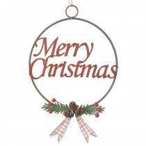 Merry Christmas Metal Wreath With Bow