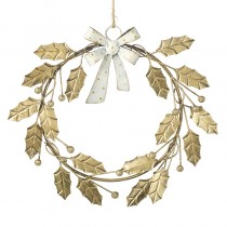 Gold Holly Leaf Metal Wreath