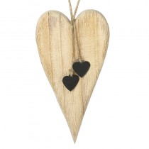 Wooden Long Heart Lrg