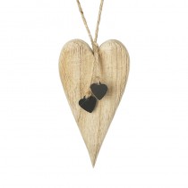 Wooden Long Heart Sml