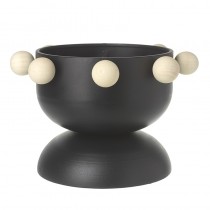 Black Pot With White Beads Top