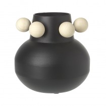 Round Black Pot With White Bead Top