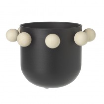 Black Plant Pot With White Beads