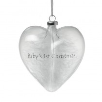 Hanging Glass Baby 1st Xmas Heart