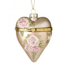 Gold Heart Casket With Pink Flower Desig