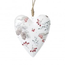 White Heart Hanger With Robins Sml