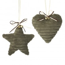 Hanging Green Plush Heart & Star