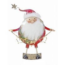 Metal Santa Holding Light Up Hearts