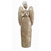 Tall Gold Standing Angel Holding Heart