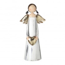 Metal Angel Holding Gold Heart