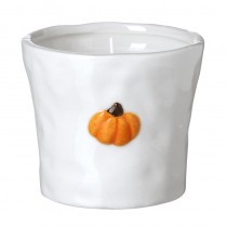 White Pot With Pumpkin