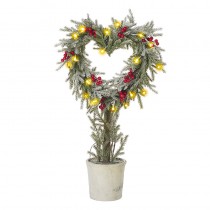 Light Up Heart Wreath In Pot
