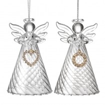 Glass Hanging Angel Holding Diam Decs