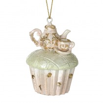 Hanging Pink Teapot & Cup On Cupcake